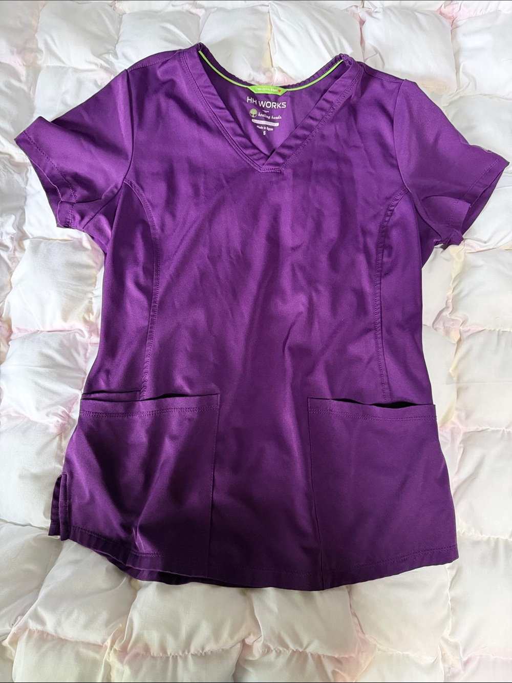 healing hands Women's V-Neck Scrub Top — Purple